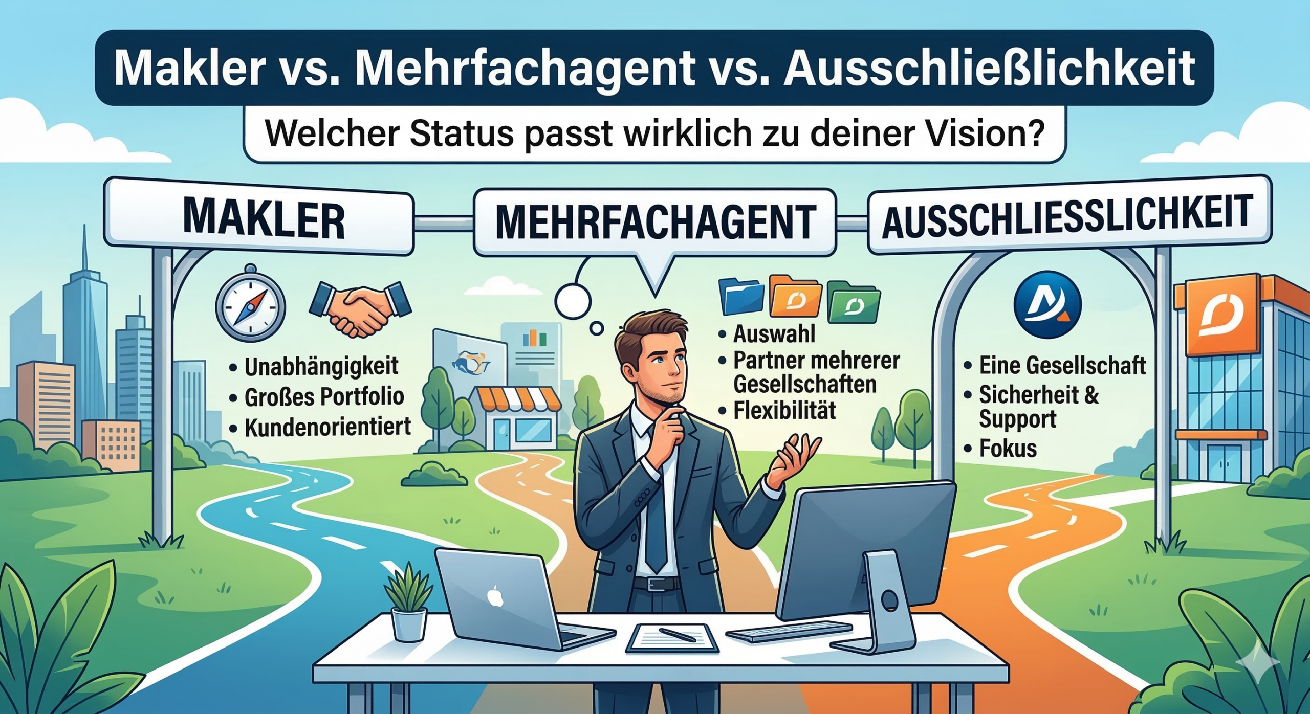 Makler vs. Mehrfachagent vs. Ausschließlichkeit: Welcher Status passt wirklich zu deiner Vision?