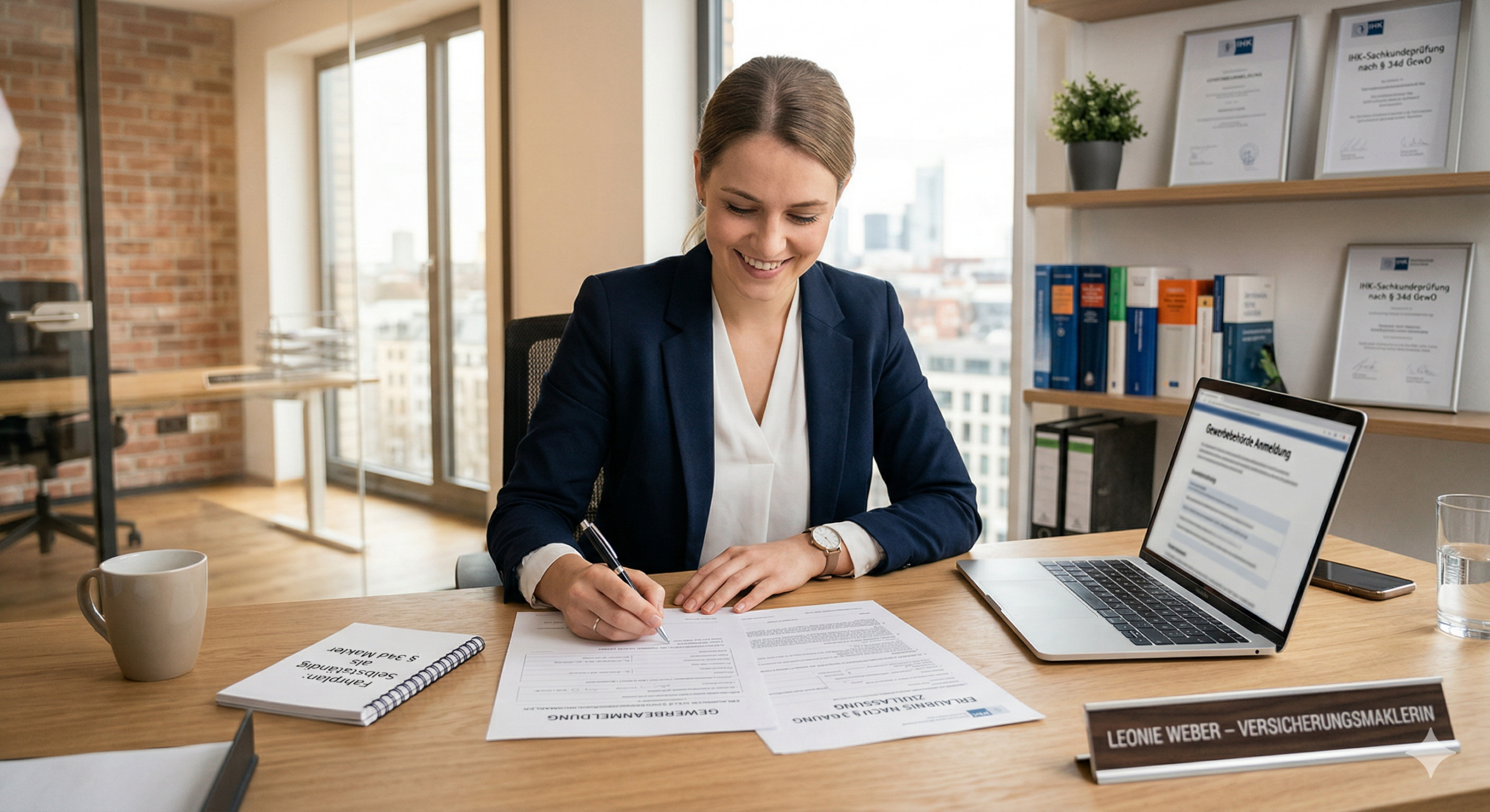 Eine Person steht vor einem Schreibtisch, hinter ihr 3 Strassen die zu den Entscheidungen führen